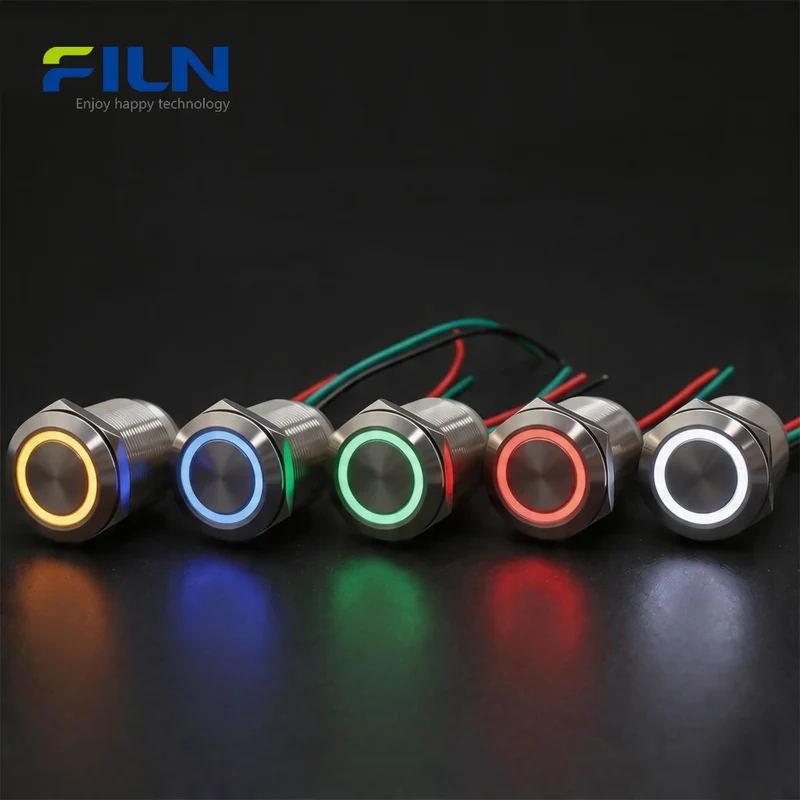 12V Push Button Switch Waterproof 25mm Stainless Steel Latching Momentary Pre-wired FILN