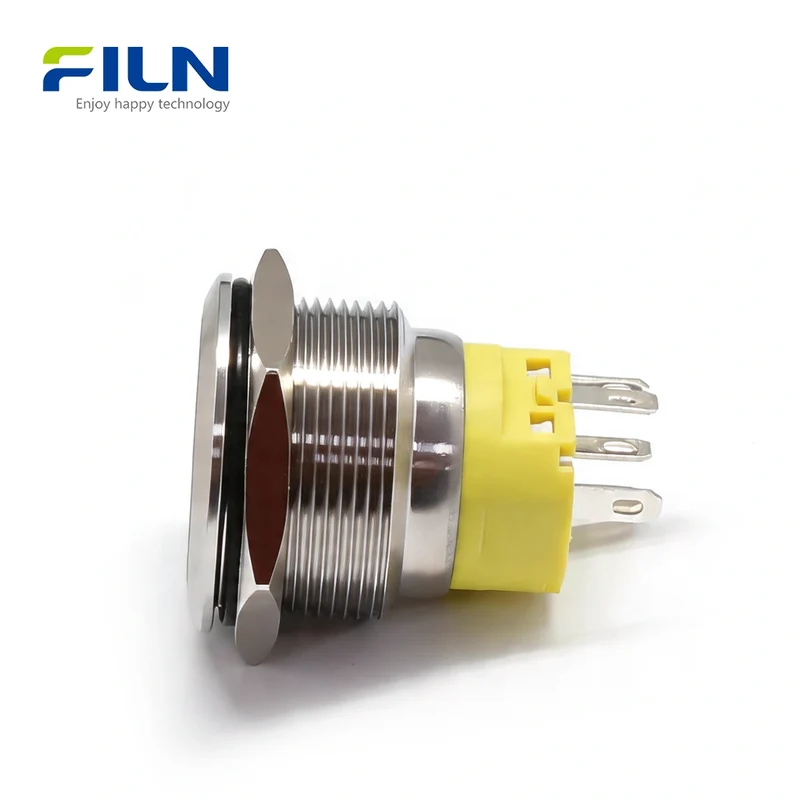 Latching Switch Push Button 25mm Metal 5-Pin with LED Ring 12V 220V Wiring FILN