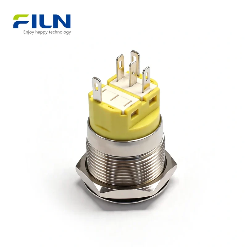Push Button 12 Volt Switch Ring LED Light 22mm Metal Push Button Switch 5-Pin | FILN