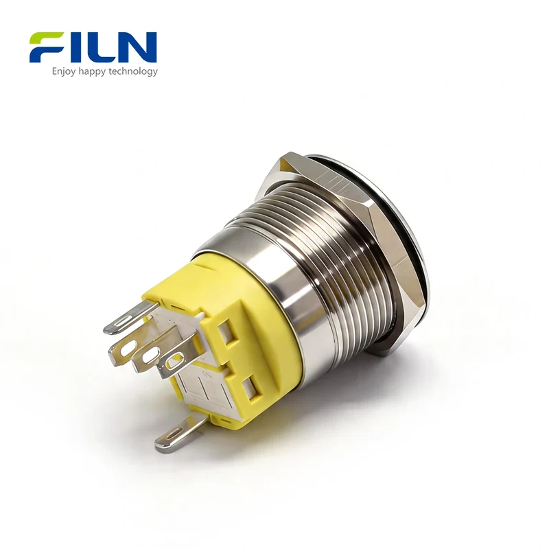 Push Button 12 Volt Switch Ring LED Light 22mm Metal Push Button Switch 5-Pin | FILN