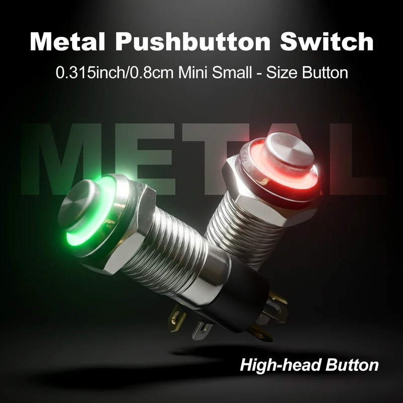 8mm Miniature Push Button Switch | Pre-wired Micro Metal Button | FILN