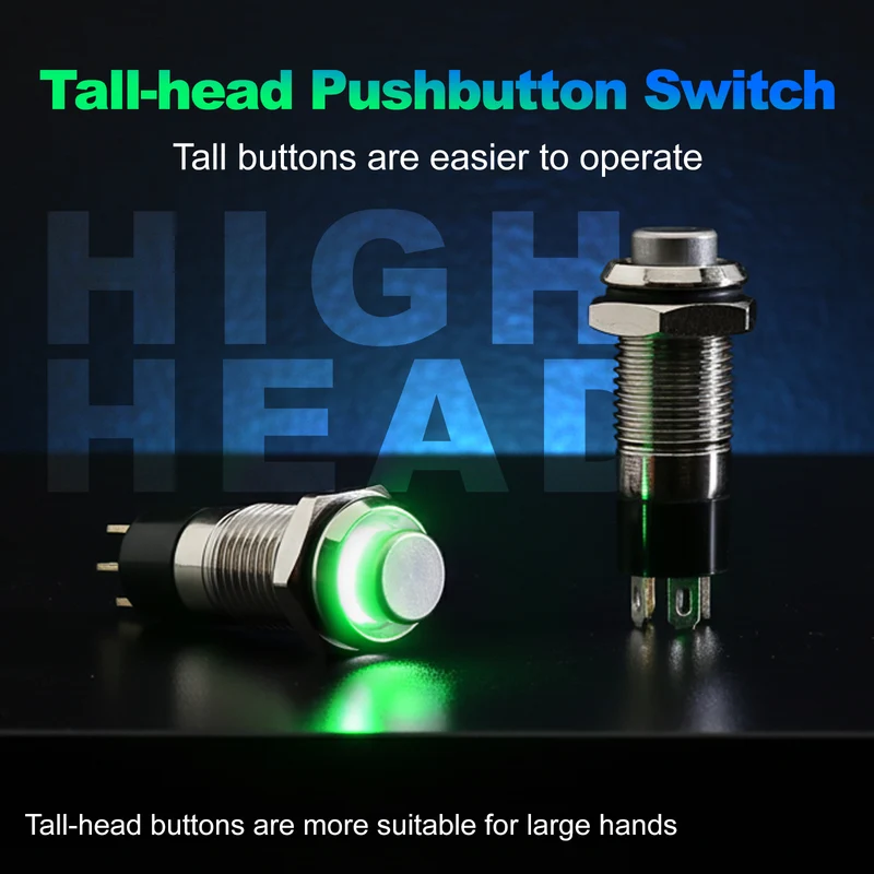 8mm Miniature Push Button Switch | Pre-wired Micro Metal Button | FILN