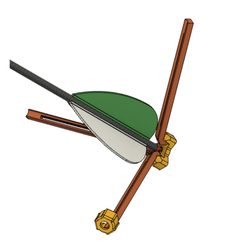 Gabarit d'empennage compact pour trois plumes de flèche