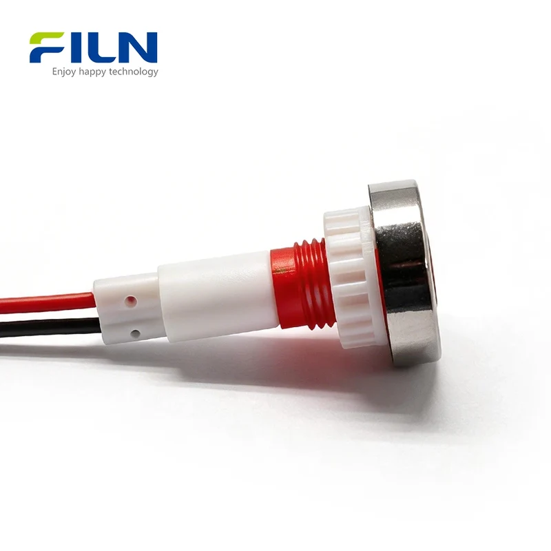 10mm Plastic Pilot Light 12V-220V Wire Lead Threaded Mounting for Sale FILN