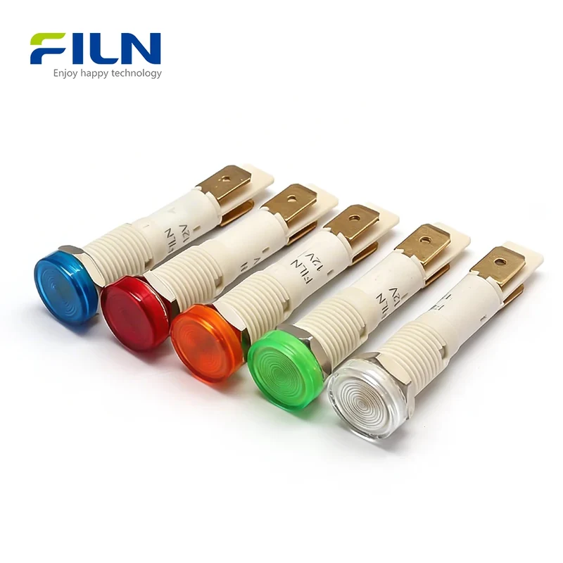 PA66 Plastic 24V LED Indicator Lamp 10mm Pin Terminal Screw Mount for Kitchen Equipment FILN