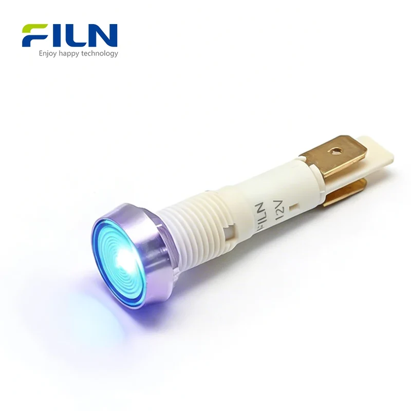 Plastic Panel Mount Indicator Lamps 10mm Pin Terminal 12V 220V for Kitchen Equipment FILN