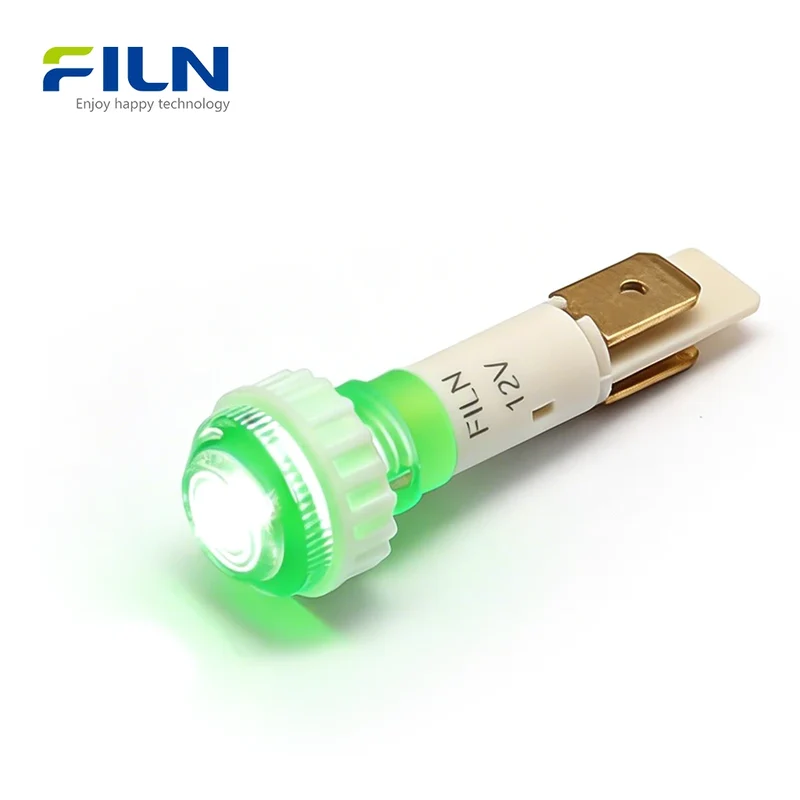 Plastic 10mm 220v Indicator Lights 2-Pin Terminal Screw Mount for Kitchen Equipment FILN
