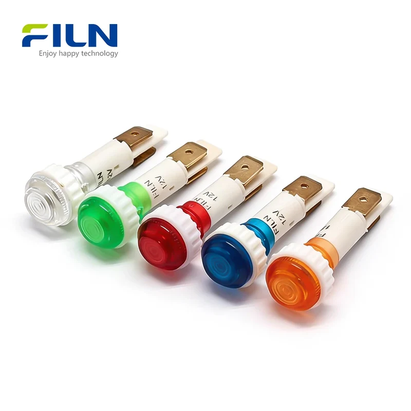 Plastic 10mm 220v Indicator Lights 2-Pin Terminal Screw Mount for Kitchen Equipment FILN