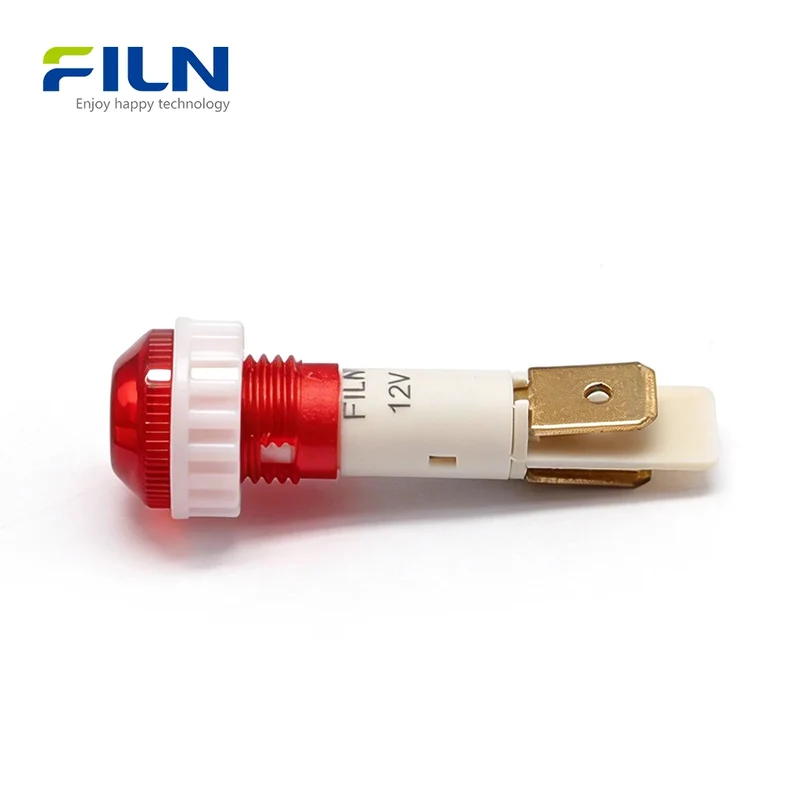 Plastic 10mm 220v Indicator Lights 2-Pin Terminal Screw Mount for Kitchen Equipment FILN