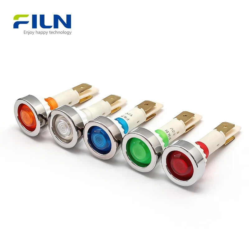 Plastic 12V Indicator Lamp 10mm PA66 Pin Terminal Screw Mount for Kitchen Equipment FILN