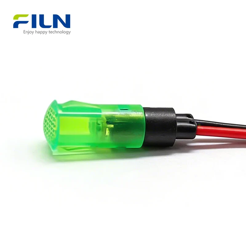 Plastic Signal Light 8mm 12V 220V Wire Lead Snap-in Panel Mount FILN