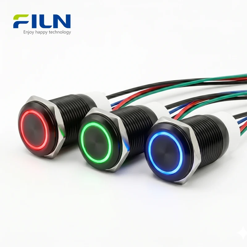 16mm Lighted Push Button Switch Stainless Steel RGB Colors LED Push Button Switch FILN