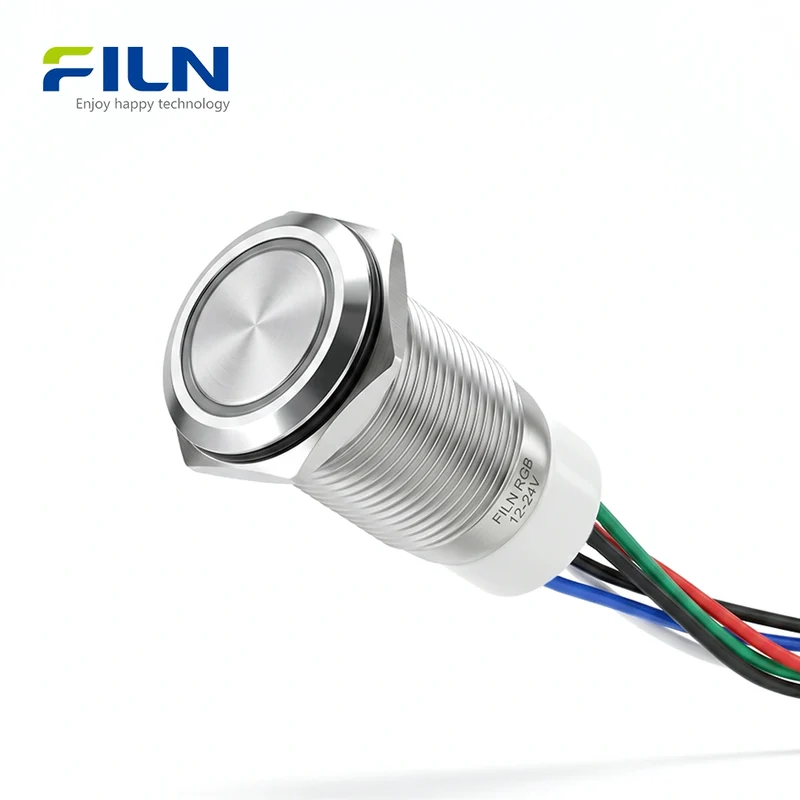 16mm Lighted Push Button Switch Stainless Steel RGB Colors LED Push Button Switch FILN