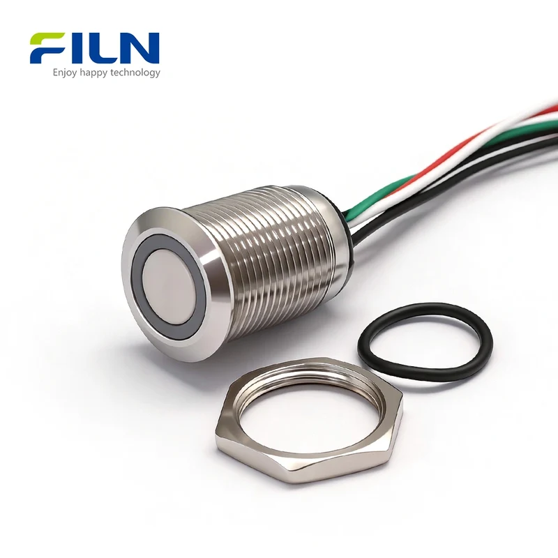 12V Push Button Switches Dual-Color R&G LED Metal Waterproof Momentary Switch FILN