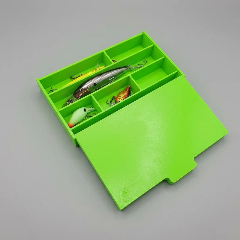 Boîte à accessoires compacte avec couvercle coulissant pour matériel de pêche