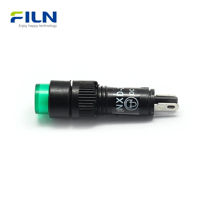 Lights Indicator 8mm 220V 12V 2-Pin Terminal Snap-in Round Top Panel Mount FILN