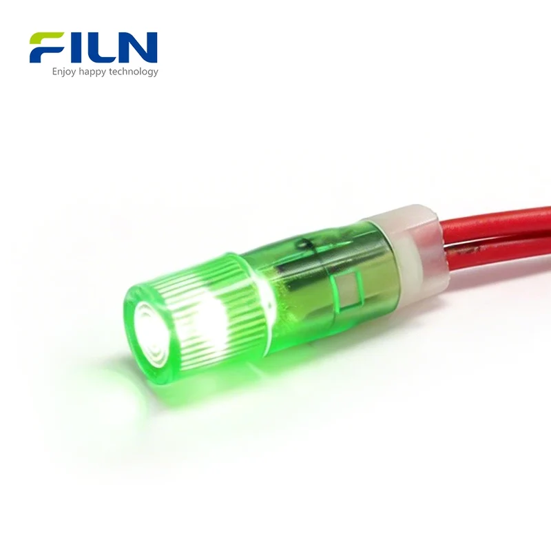12V Panel Mount LED 6mm Indicator Light Wire Lead Snap-in for Sale FILN