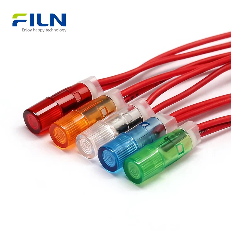 12V Panel Mount LED 6mm Indicator Light Wire Lead Snap-in for Sale FILN