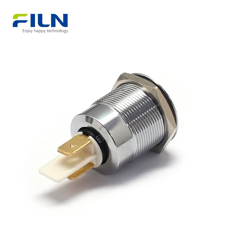 22mm Control Panel Light | 12V-220V Metal Flat Head 2-Pin LED | Industrial Signal Indicator FILN