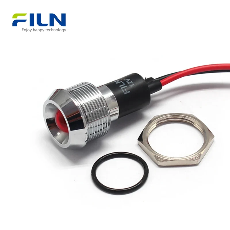 LED Light Panel 12V Indicator 22mm Concave Head Pre-wired Signal Lamp FILN