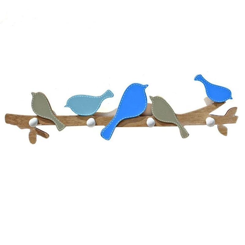 Patère murale avec oiseaux sur une branche