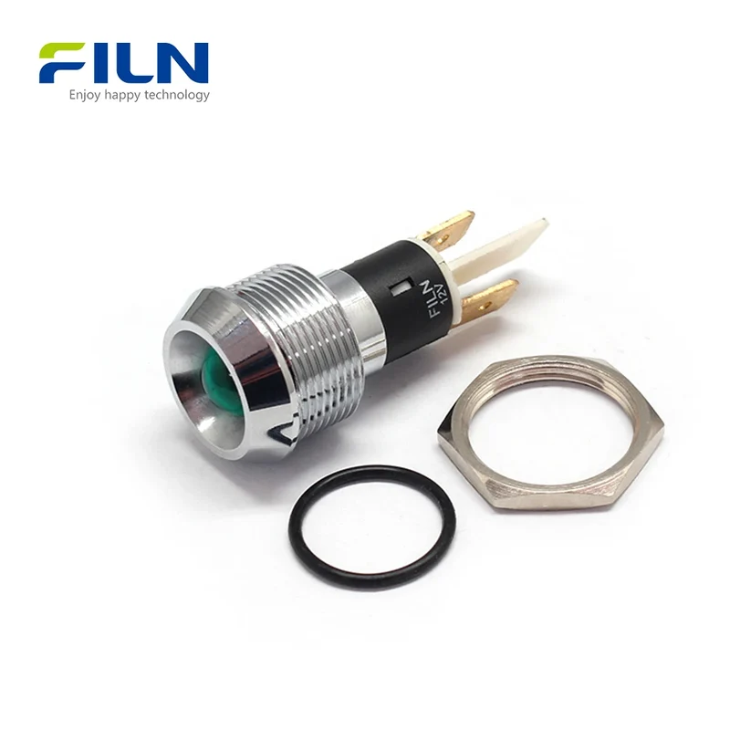 120V Indicator Light 19mm Metal Concave 2-PIN Plug for Industrial Panel FILN