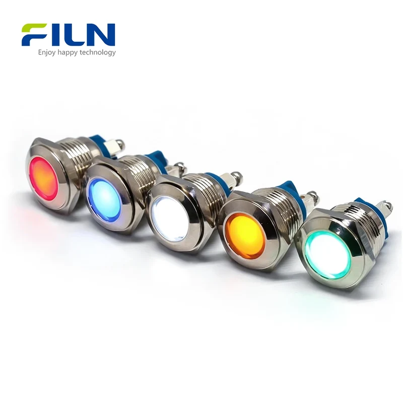 Indicator Light Blue 16mm Metal Flat Head Screw Terminal 2PIN FILN