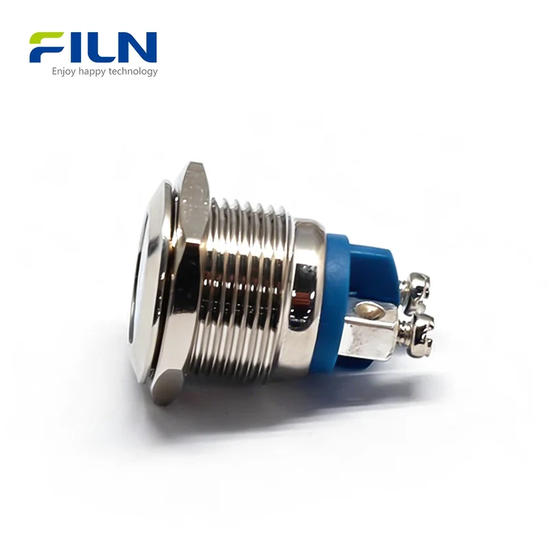 Indicator Light Blue 16mm Metal Flat Head Screw Terminal 2PIN FILN