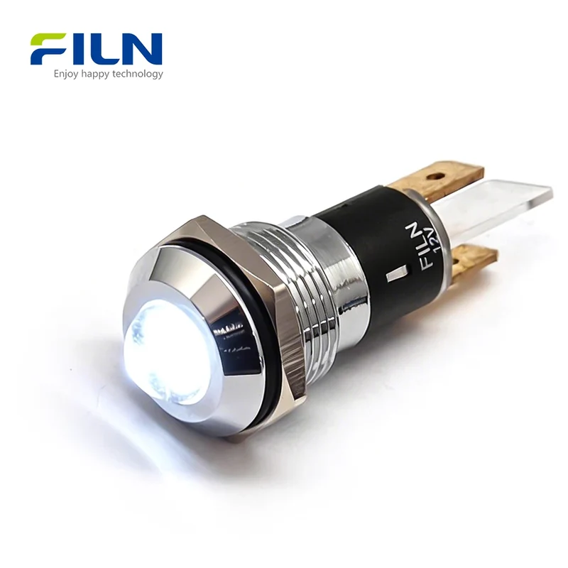 24V LED Panel Indicator Lights 16mm Metal High Head 2Pin Terminal FILN