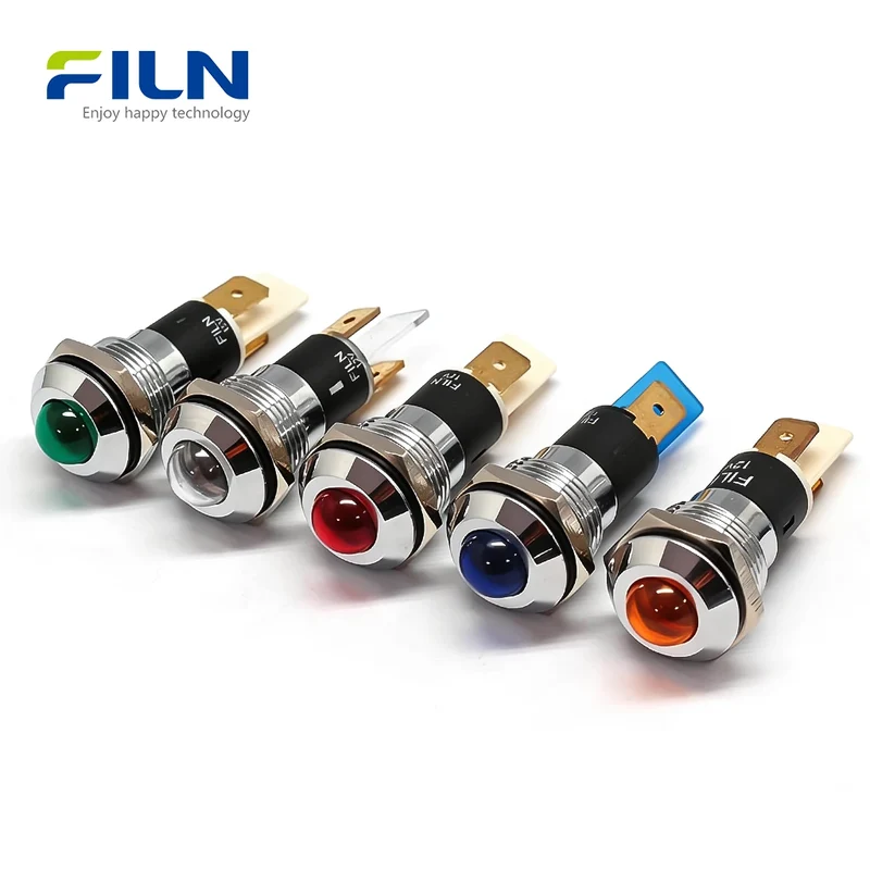 24V LED Panel Indicator Lights 16mm Metal High Head 2Pin Terminal FILN