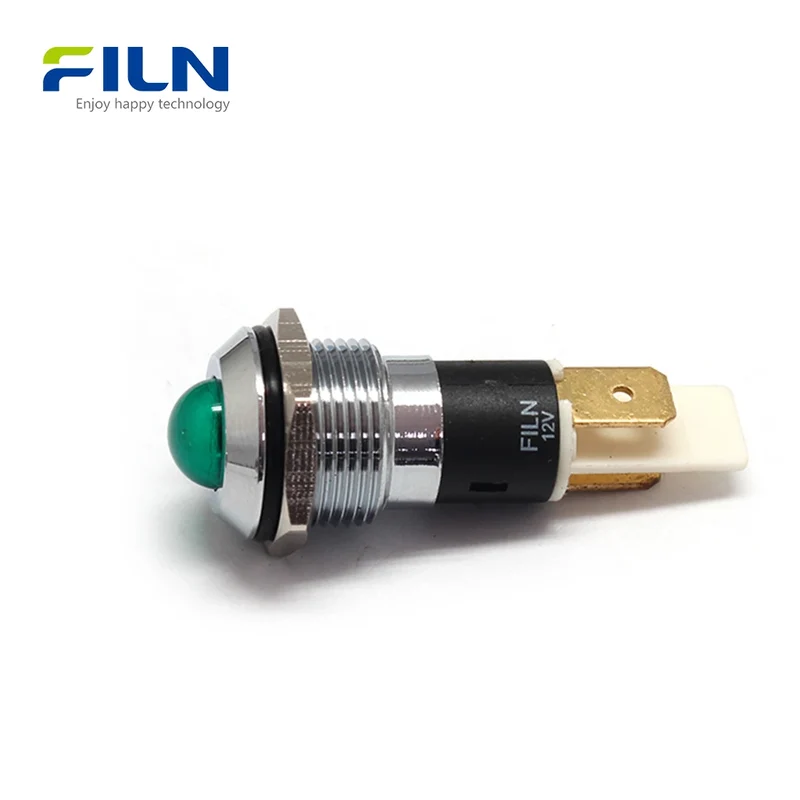 24V LED Panel Indicator Lights 16mm Metal High Head 2Pin Terminal FILN