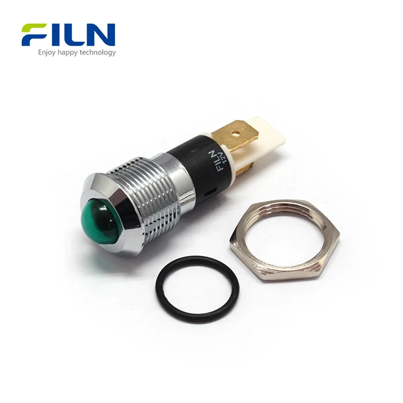 24V LED Panel Indicator Lights 16mm Metal High Head 2Pin Terminal FILN