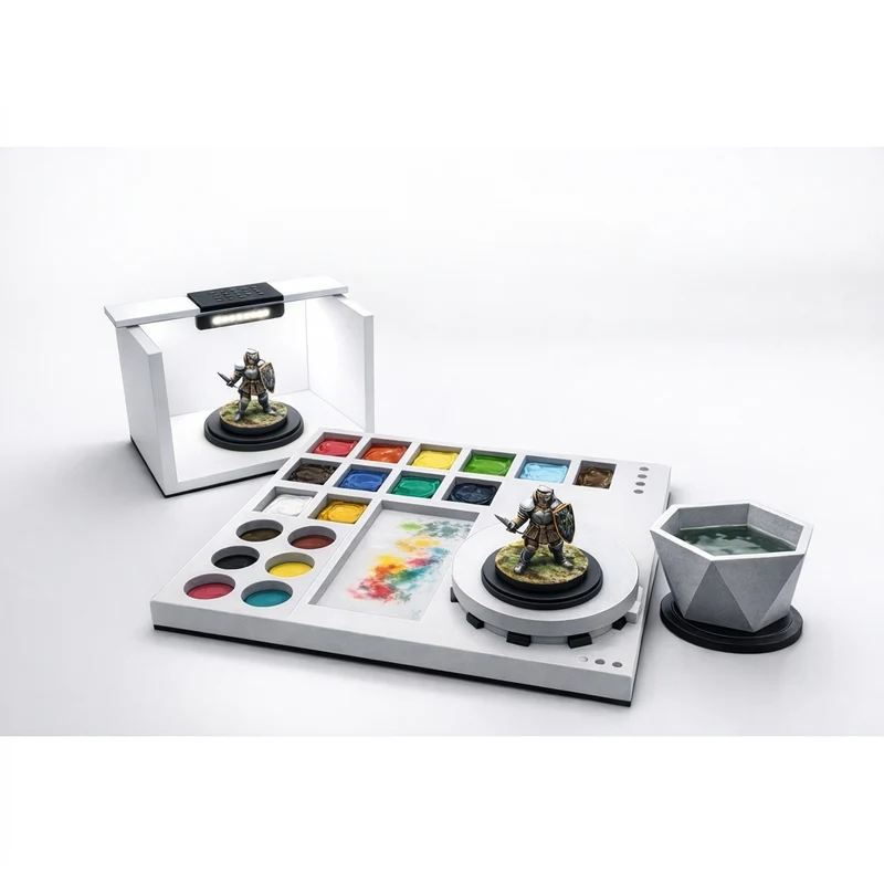 Palette de peinture avec plateau tournant pour miniatures de plateau