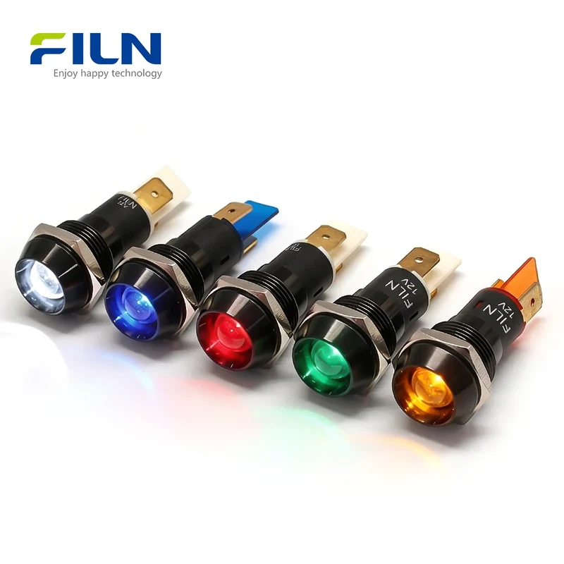 240V Indicator Light 16mm IP67 Metal Concave 2-Pin Terminal for Industrial/Marine FILN
