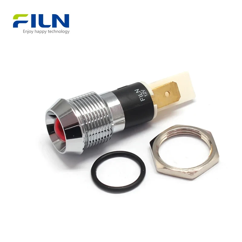 240V Indicator Light 16mm IP67 Metal Concave 2-Pin Terminal for Industrial/Marine FILN