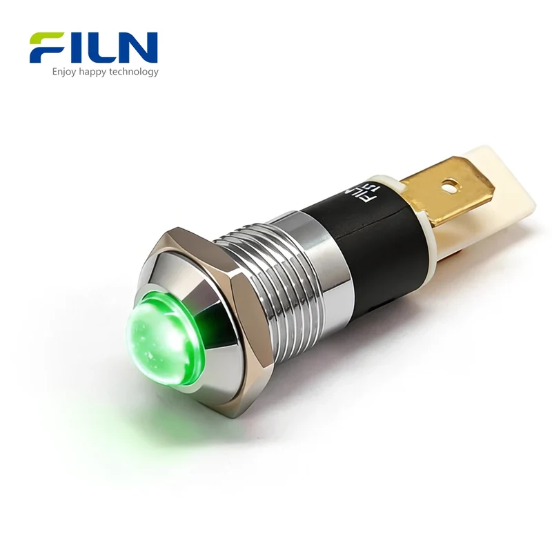 14mm Light Indication Metal LED Light 12V 220V High Head Pin Indicator FILN