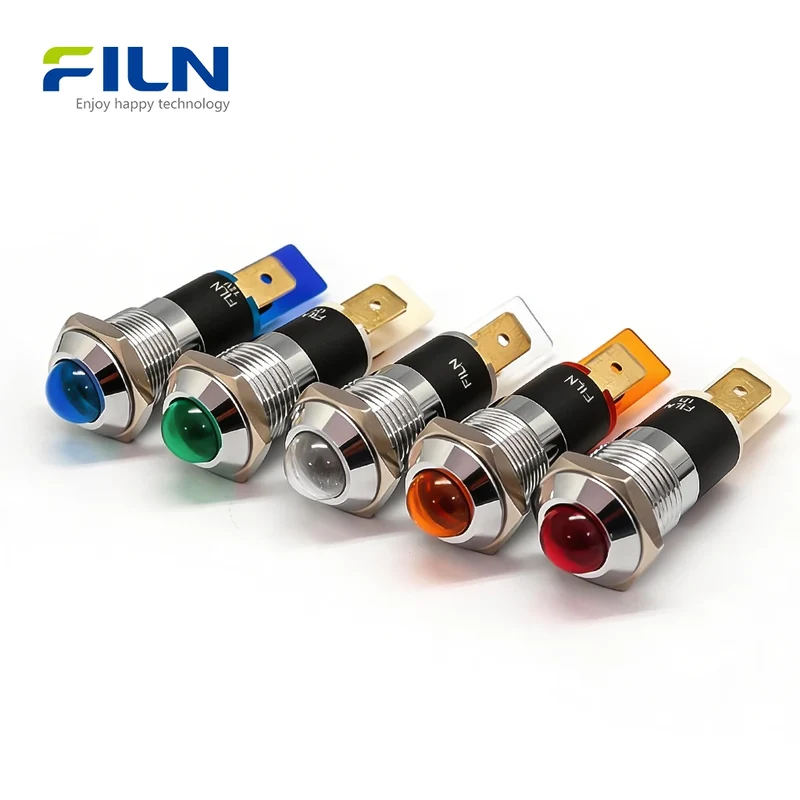 14mm Light Indication Metal LED Light 12V 220V High Head Pin Indicator FILN