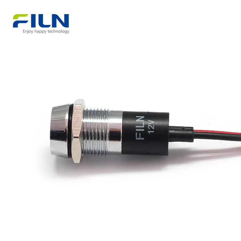 Indicator Light Red Metal 14mm Light 3V-250V IP65 Waterproof LED for Marine & Medical FILN