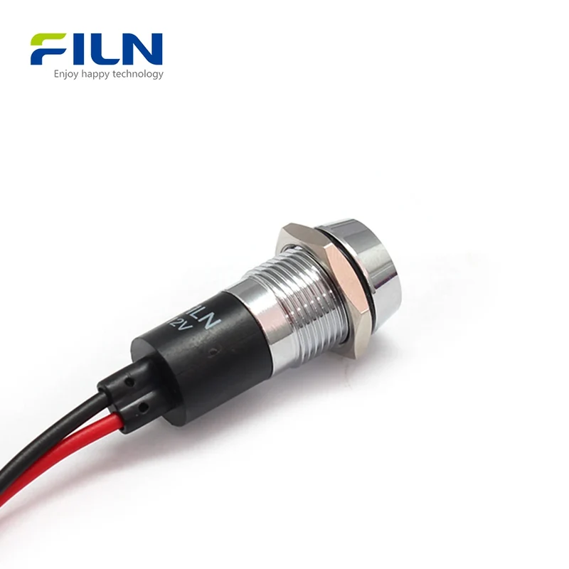 Indicator Light Red Metal 14mm Light 3V-250V IP65 Waterproof LED for Marine & Medical FILN