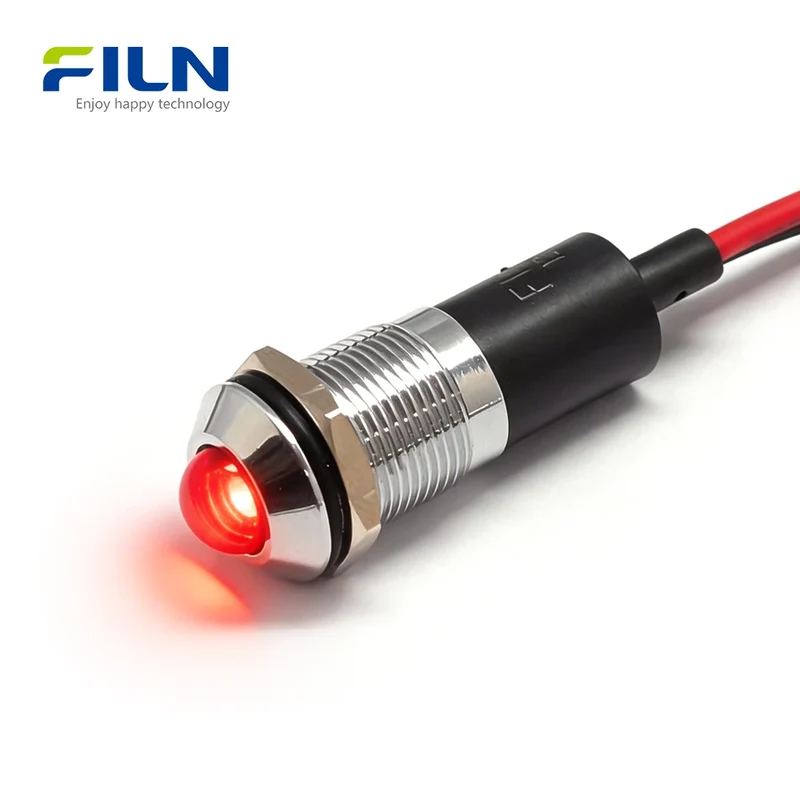 12mm Panel Mount Indicator Lights IP67 Waterproof LED Signal Lamp for Industrial & Marine FILN