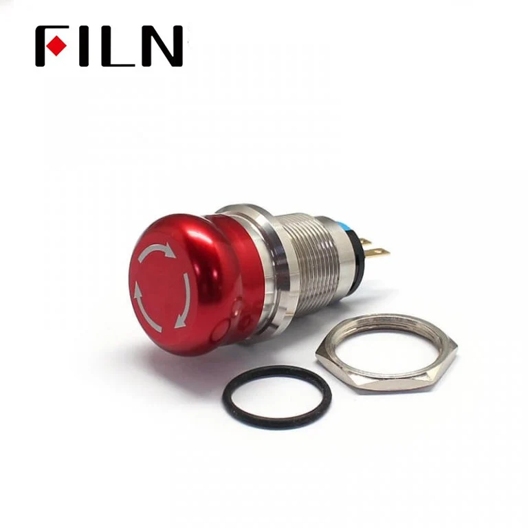 19MM 3 Pins Waterproof Metal Push Button Stop Switch