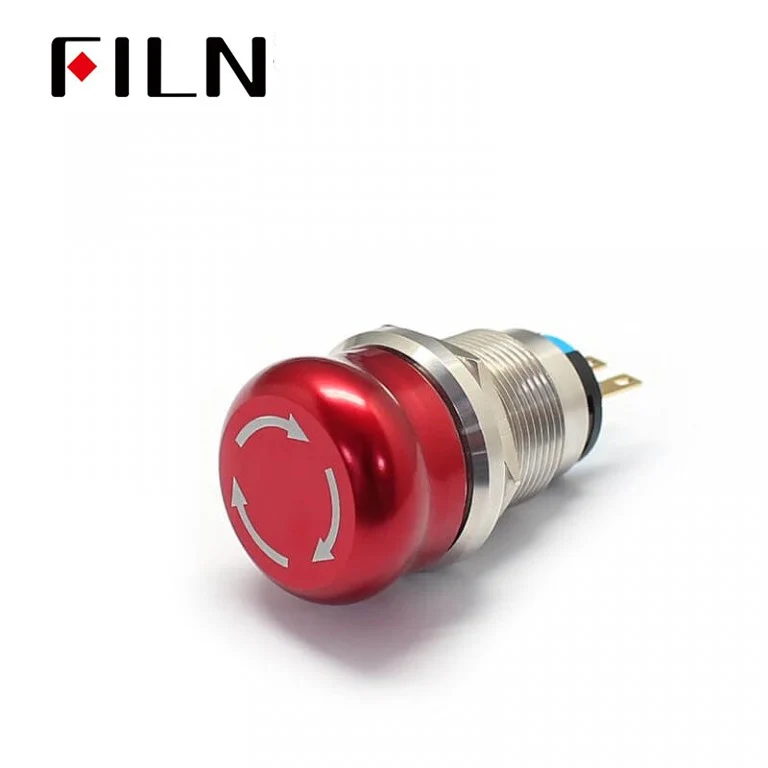19MM 3 Pins Waterproof Metal Push Button Stop Switch