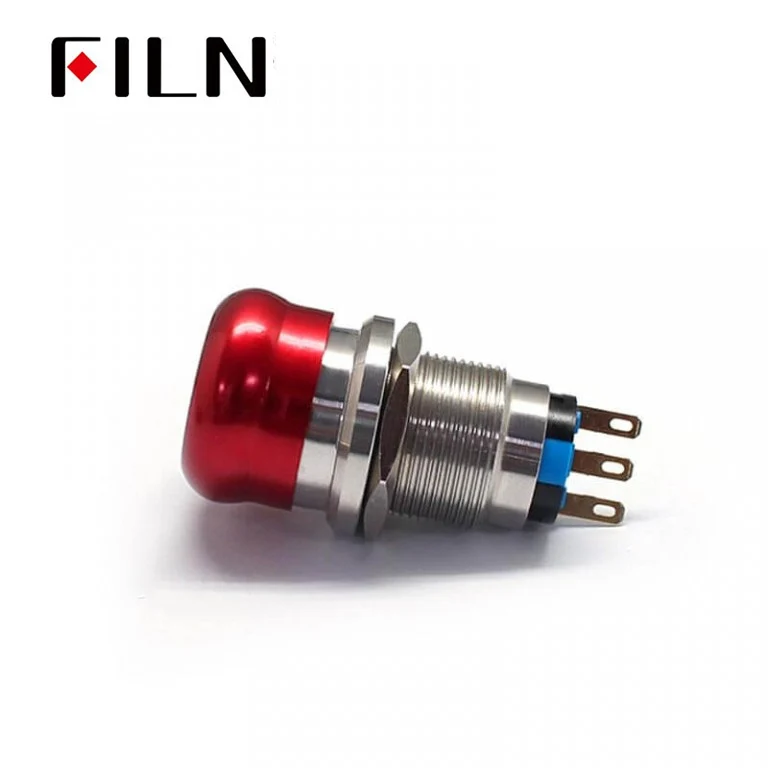 19MM 3 Pins Waterproof Metal Push Button Stop Switch