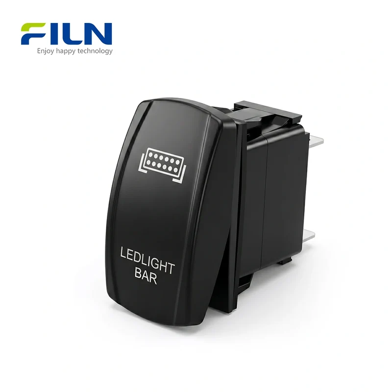 Boat Rocker Switch Black Symbol Illuminated 5PIN KCD4 12V-24V Yacht Power Switch FILN