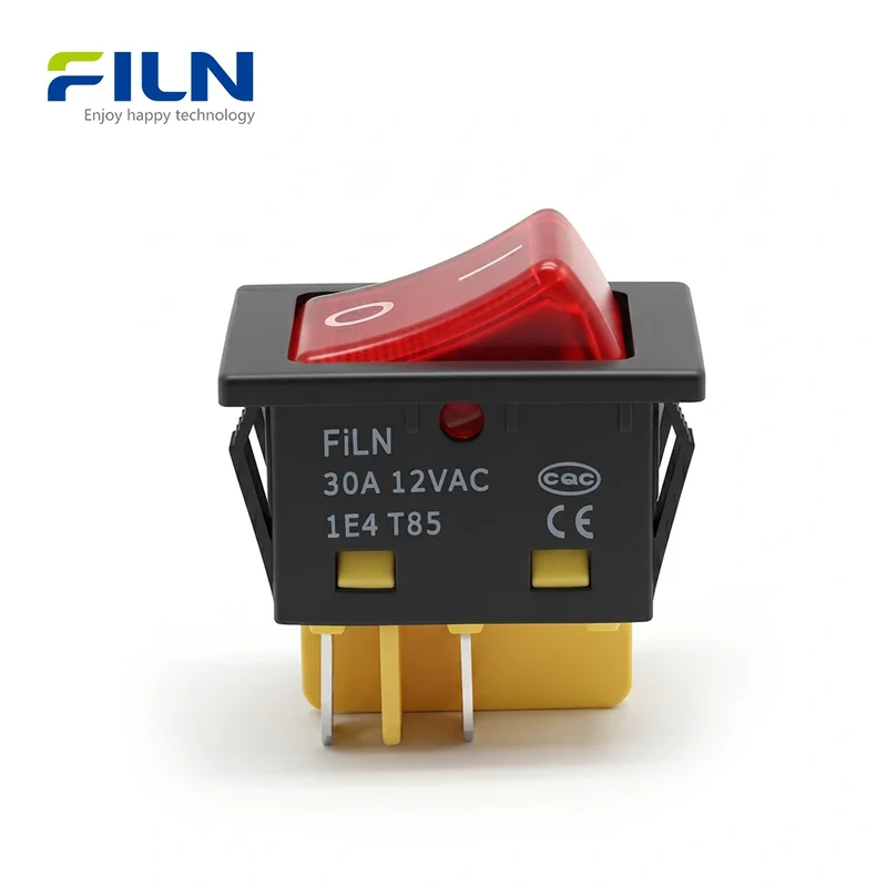 Rocker Switches 12V 30A 4Pin Wiring UL ON-OFF with LED Light 5-220V FILN