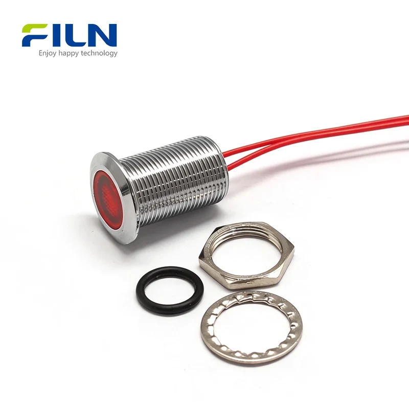 LED Indicator Light 220V 12mm IP67 Waterproof Metal Signal Lamp for CNC & Marine FILN