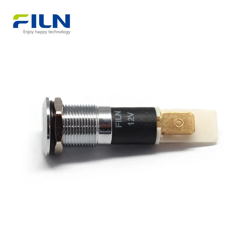 120V LED Panel Indicator Lights 12mm 2PIN Flat Haed Metal Pilot Lamp FILN