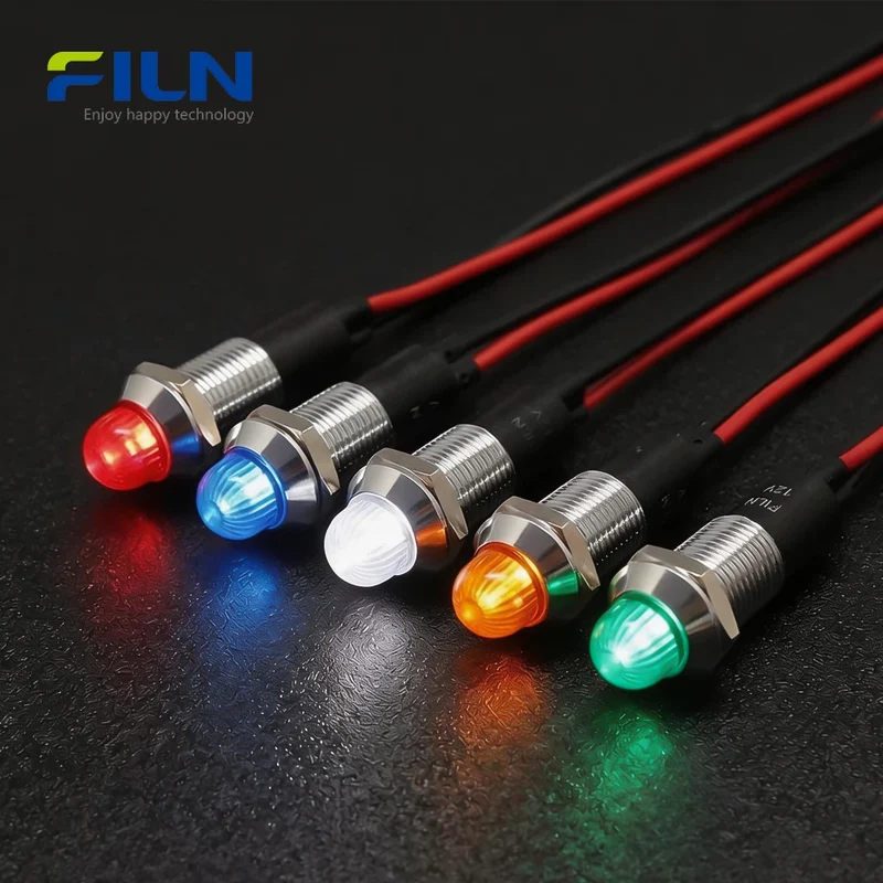 12mm LED Panel Indicator Lights UL IP67 Waterproof Domed Signal Lamp FILN