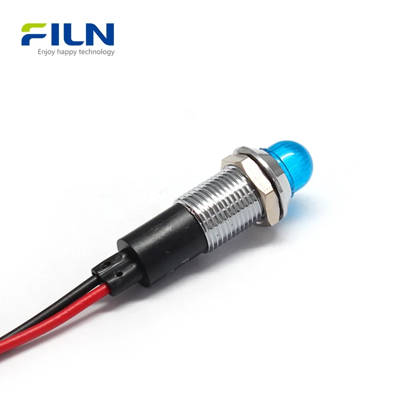 12mm LED Panel Indicator Lights UL IP67 Waterproof Domed Signal Lamp FILN