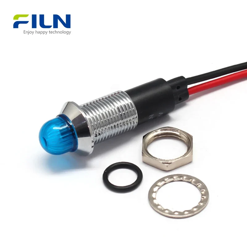 12mm LED Panel Indicator Lights UL IP67 Waterproof Domed Signal Lamp FILN